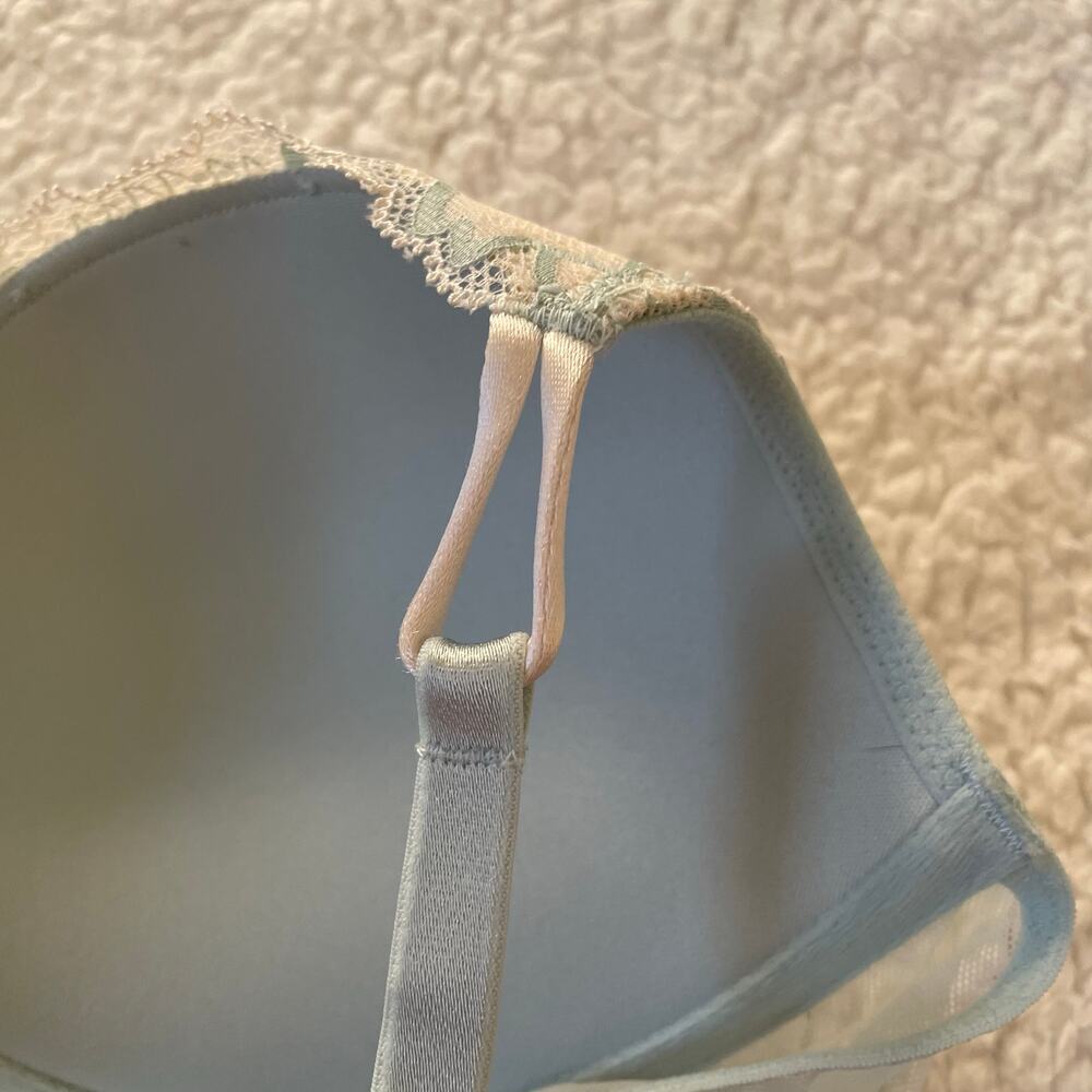 Victoria’s Secret Blue Lace Push-Up Demi Bra Sheer Mesh 36B